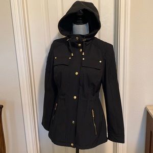 Michael Kors Small Hooded Black Jacket NWOT. Gold hardware.